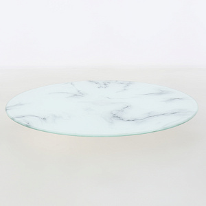 Блюдо сервировочное 28см LARANGE вращающееся белый мрамор стекло 000000000001212959