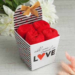 Набор махровых полотенец 4шт-30х30см ЭТЕЛЬ LOVE плотность 340гр/м хлопок 000000000001210461