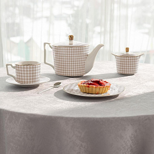 Тарелка суповая 21,5см DE'NASTIA Гусиная лапка белый/бежевый фарфор 000000000001221012