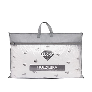 Подушка 48x70см LUCKY белый с серым кантом искусственный лебяжий пух/полиэстер 000000000001210034