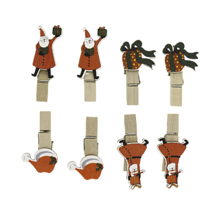 Декоративное украшение Прищепки Санта/Снеговик 7,3х1см MANDARIN береза 000000000001209323