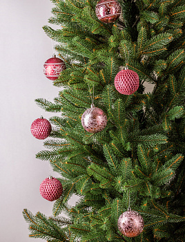 Набор новогодних шаров 12шт 8см розовый пластик 000000000001209028