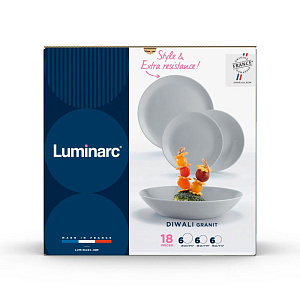 DIWALI GRANIT Набор столовой посуды 18 предметов LUMINARC стекло 000000000001221985