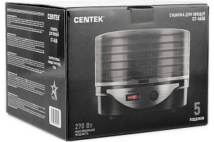 Сушилка для овощей 4л CENTEK CT-1658 270Вт 5 поддонов механическое управление черная пластик 000000000001212426