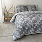 Комплект постельного белья 2спальный DE'NASTIA (70x70см-2шт/под-175x210см/пр-215x240см) Туаль де жуи серый/белый жатый хлопок