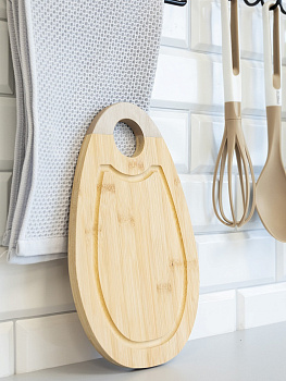 Доска разделочная 30x18x1,5см DE'NASTIA цветной край бежевый бамбук 000000000001220165