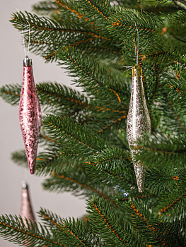 Набор новогодних украшений 6шт 15,5х3см Сосулька блестки розовая роза/нежно-розовый/шампань пластик 000000000001208656