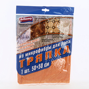 Тряпка для пола 50х50см 1шт AVIKOMP оранжевая микрофибра полиэстер/ полиамид 000000000001212932