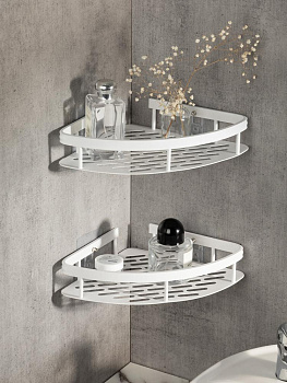 Полка навесная 28x21x5см DE'NASTIA угловая белый алюминий 000000000001227440