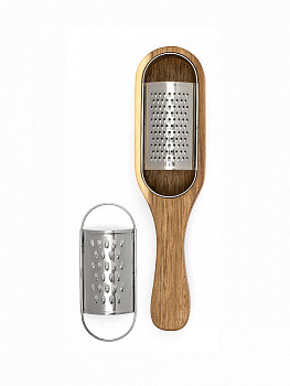 Терка 27,5x7x4/6см DE'NASTIA 2 насадки нержавеющая сталь/акация 000000000001228989