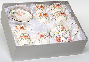 Набор чайный 14 предметов BALSFORD ЭММА (чашка 250мл-6шт, блюдце 6шт, чайник 1250мл, сахарница 300мл) фарфор 000000000001216254