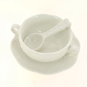 Бульонница с блюдцем и ложкой 300мл/11смБабочка белаяHD-267W 000000000001181013