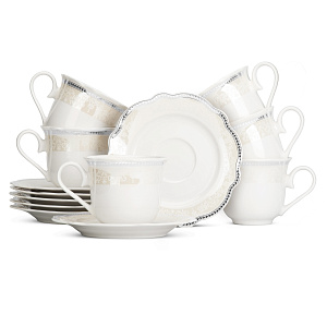 Набор чайный 12 предметов Stephanie с перламутром серебро фарфор 000000000001219807