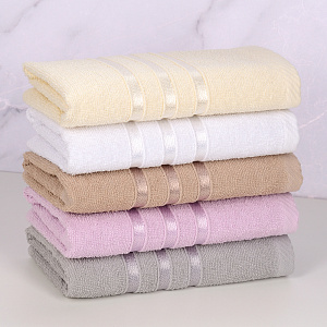 Полотенце махровое 30х60см DINA ME бордюр с 3 полосками серое плотность 380гр/м 100%хлопок 000000000001210280