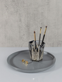 Стакан для зубных щеток 9,5x10,2см DE'NASTIA CRYSTAL серый акрил 000000000001228363