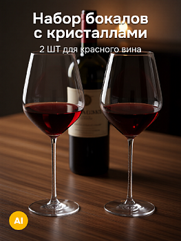 Набор бокалов для красного вина 2шт 500мл CRISTELLE ножка с кристаллами стекло 000000000001217975
