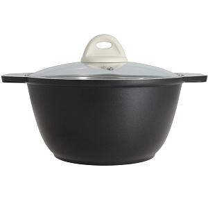 Кастрюля 3л KUKMARA Палитра стеклянная крышка антипригарное покрытие черный алюминий 000000000001121239