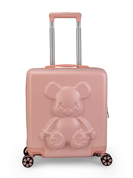 Чемодан на колесах S (38х20х43см) мишка розовый ABS 000000000001226530