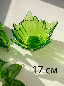 Ваза-конфетница 17см EFE glass Листик прозрачный зеленый стекло 000000000001213531