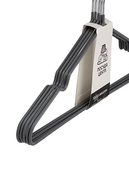 Набор вешалок 5шт 39,5х19см FORA с ПВХ покрытием металл серый 000000000001225504