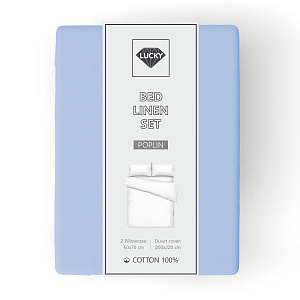 Комплект постельного белья Евро+ LUCKY (пододеяльник, наволочки 50х70см-2шт) светло-голубой поплин хлопок 100% 000000000001213718