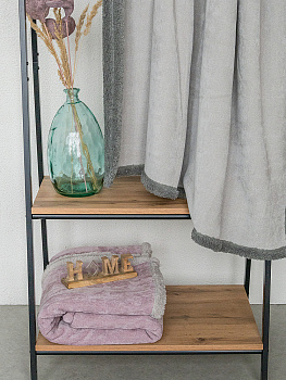 Плед 200x220см DE'NASTIA twinsoft сиреневый/серый шенилл/шерпа полиэстер 000000000001229832