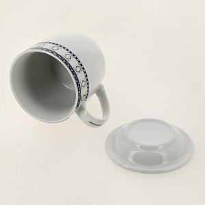 Кружка заварочная 350мл OLAFF синий ободок металлическое сито подарочная упаковка 000000000001185057