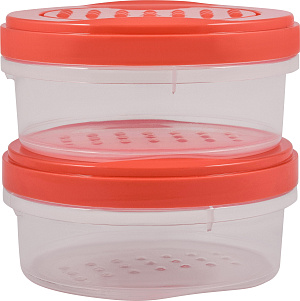 Банка для продуктов Plast Team PATTERN, с закручивающейся крышкой, коралловый, 2 шт. (0,35л), 115х115х85 (PT9861) 000000000001201526
