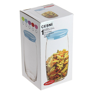 CESNI Банка для сыпучих продуктов 1,5л PASABAHCE Blue стекло/пластик 43023BlueSL 000000000001057185