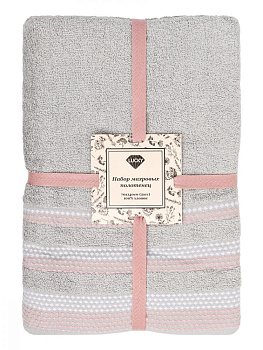 Набор махровых полотенец 2 шт 70x140см LUCKY серый/белый хлопок 100% 000000000001216095