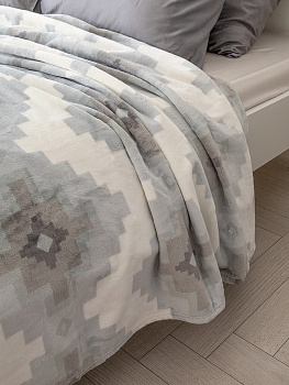 Плед 150x200см DE'NASTIA Полярис белый/серый полиэстер 000000000001229895