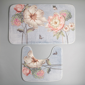 Набор ковриков для ванны и туалета 2шт 40х45см 45х75см ДОЛЯНА Весна флис 000000000001211501