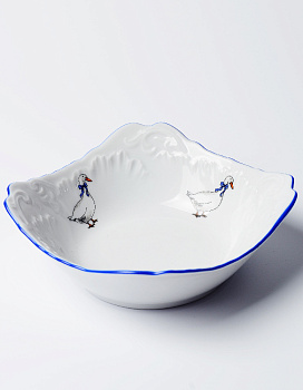 Салатник 17см CMIELOW Рококо Гуси прямоугольный фарфор 000000000001214866