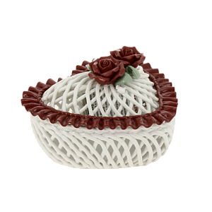 Конфетница OLAFF Сердечко КРУЖЕВА ажурная с крышкой JF-252093R 000000000001163486