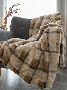 Плед 150x200см DE'NASTIA Mink 2 слоя бежевый/коричневый полиэстер 000000000001231168