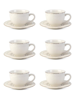 Набор чайный 12 предметов (чашка 220мл-6шт/блюдце-6шт) ROYAL GOLD фарфор XJ941-3 000000000001227743