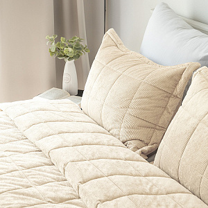 Наволочки декоративные 50x70см 2шт DE'NASTIA молочный вельвет полиэстер 000000000001218853