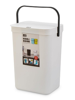 Контейнер для мусора12л с ручкой доп креплением на стену микс пластик_ST 000000000001228728