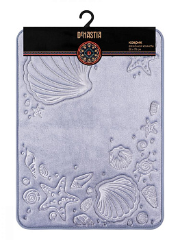 Коврик для ванной 50x70см DE'NASTIA РАКУШКИ memory синий полиэстер 000000000001207517