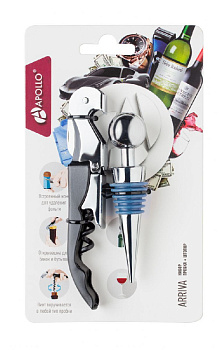 Набор пробка для бутылки,штопор APOLLO Arriva.Изготовлено из: штопор-нержавеющая сталь,пищевой пластик ABS,пробка -силикон,нержавею 000000000001192494