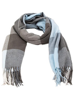 Палантин 70х180см клетка серо-голубой полиэстер 000000000001229218