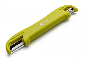 Овощечистка APOLLO Twin. Изделие имеет два лезвия( с прямой заточкой, с зазубринами),защитный чехол.Нержавеющая сталь 18/0, пищевой 000000000001197345