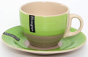 Пара чайная 250мл/блюдце ELRINGTON АЭРОГРАФ зелёный керамика 000000000001205667
