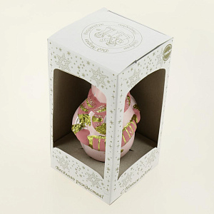 Декоративное украшение Снеговик 12см БИРЮСИНКА розовый стекло 000000000001207659