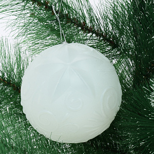 Набор украшений декоративных 4шт белый пластик (шар матовый 10см-1шт, шар с блестками 10см-1шт, шар с рисунком 10см-2шт) 000000000001208310