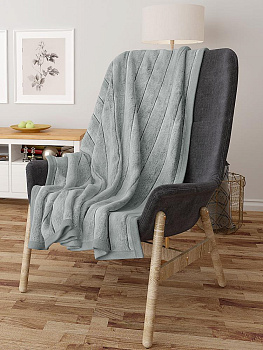 Плед DE'NASTIA Кролик с полосами 200х220 100%полиэстер серый T040147 000000000001200629