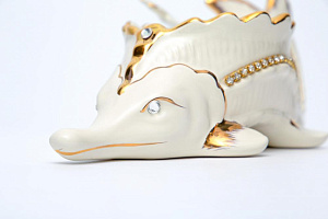 Икорница с ложкой фарфор 250мм Осетр подарочная упаковка  HOME ART Balsford 147-31044 000000000001197940