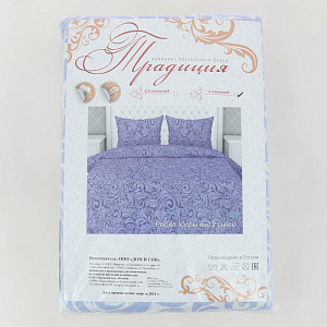 Комплект постельного белья 2-спальный ТРАДИЦИЯ Узоры рис068 Вид9/8 синий белоземельная бязь хлопок 100% 000000000001207177