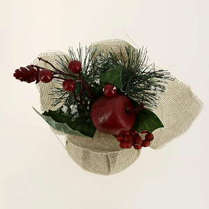 Букет новогодний декоративный с яблоком в мешочке 23см BH1668 000000000001192752