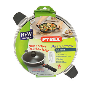Сотейник с крышкой Attraction In Pyrex, 24 см 000000000001142265